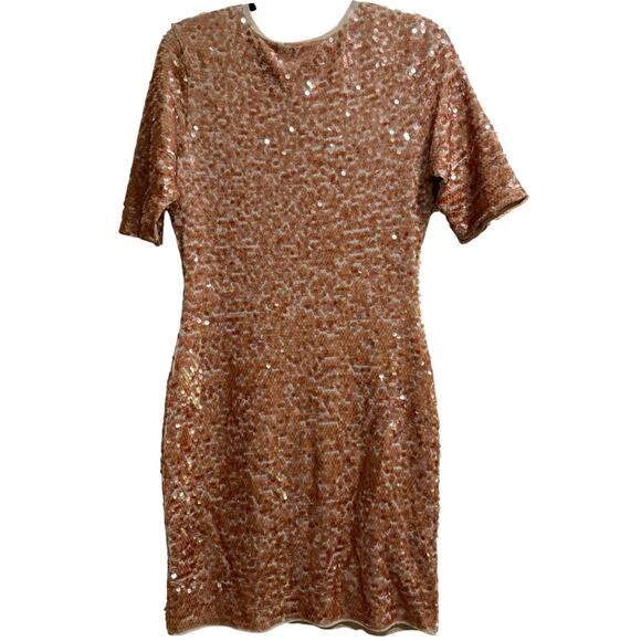 BCBG Maxazria Medium Sequined Brown Short Sleeve Dress - Picture 7 of 7